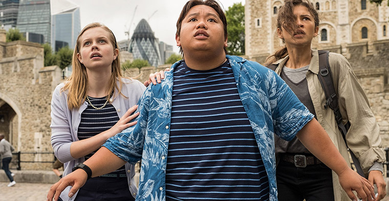 Angourie Rice, Jacob Batalon and Zendaya in Spiderman Far From Home